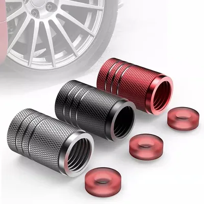 Car Tire Valve Stems Cap Knurling Style Tire Valve Cap Aluminum Tire Wheel Stem Air Valve Cap Car