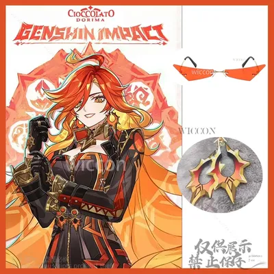 Genshin Impact Mavuika Cosplay CostumeAnime Game Ear Clips Glasses Earrings Necklace Cos Props For