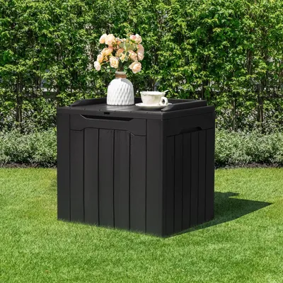 28 Gallon Resin Deck Box Waterproof, UV Resistant Outdoor Storage Box
