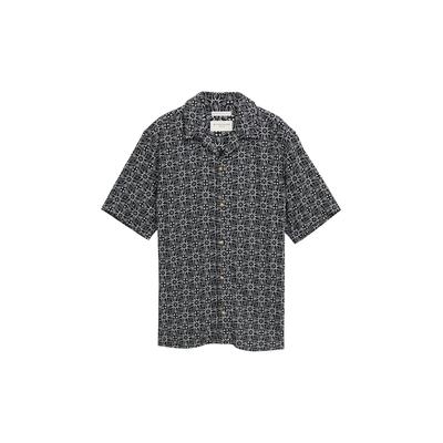 TOM TAILOR Herren Comfort Fit Kurzarmhemd im Hawaii-Look, blau, Gemustert, Gr. L Image