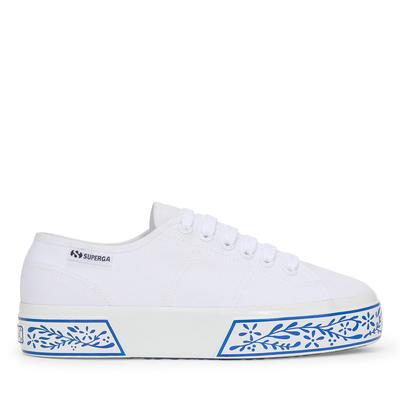 Superga 3740 Platform Ceramicprint Leggera - White blue Ceramic Trainers
