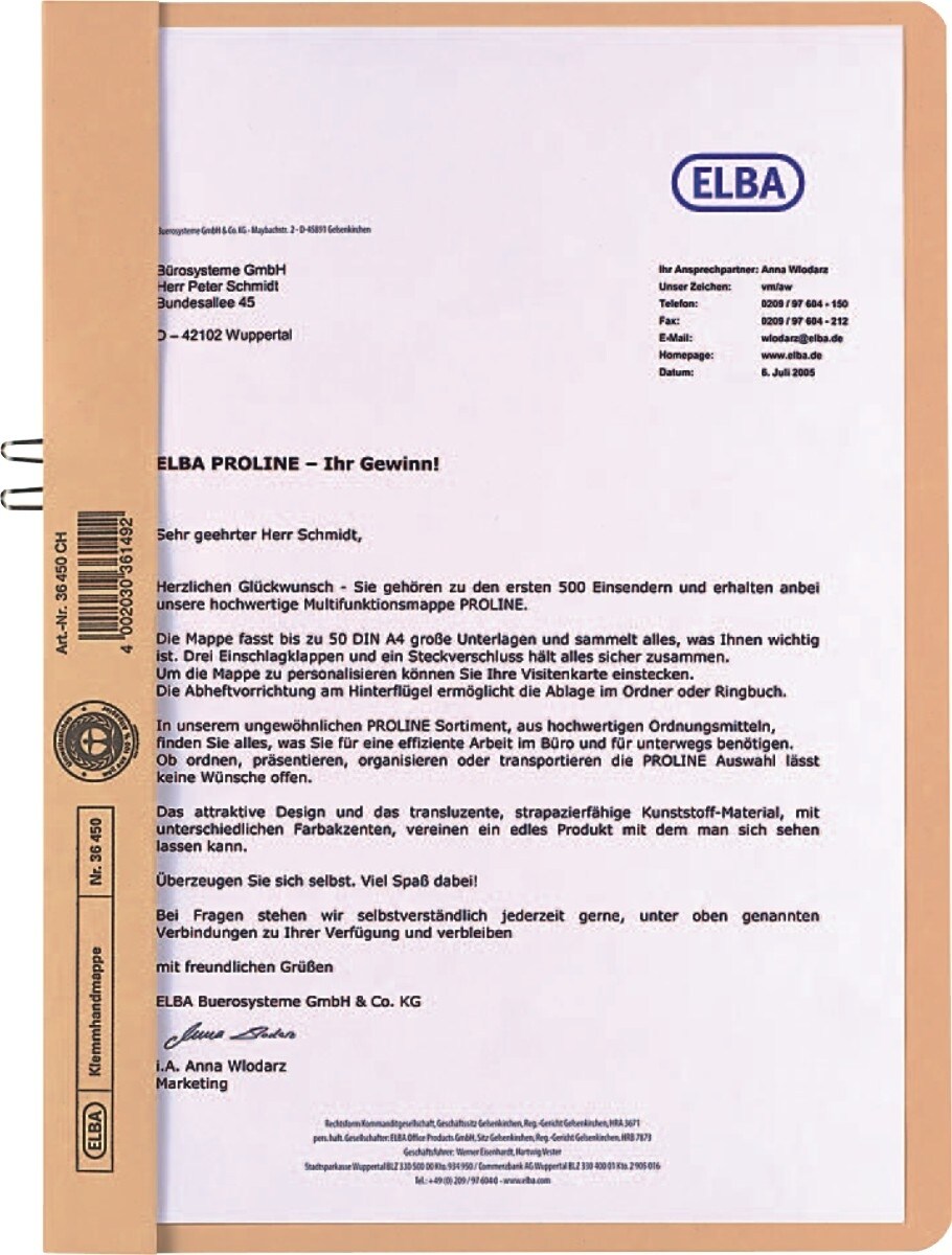 ELBA Klemmhandmappe Karton chamois Packung mit 50 Stück Image