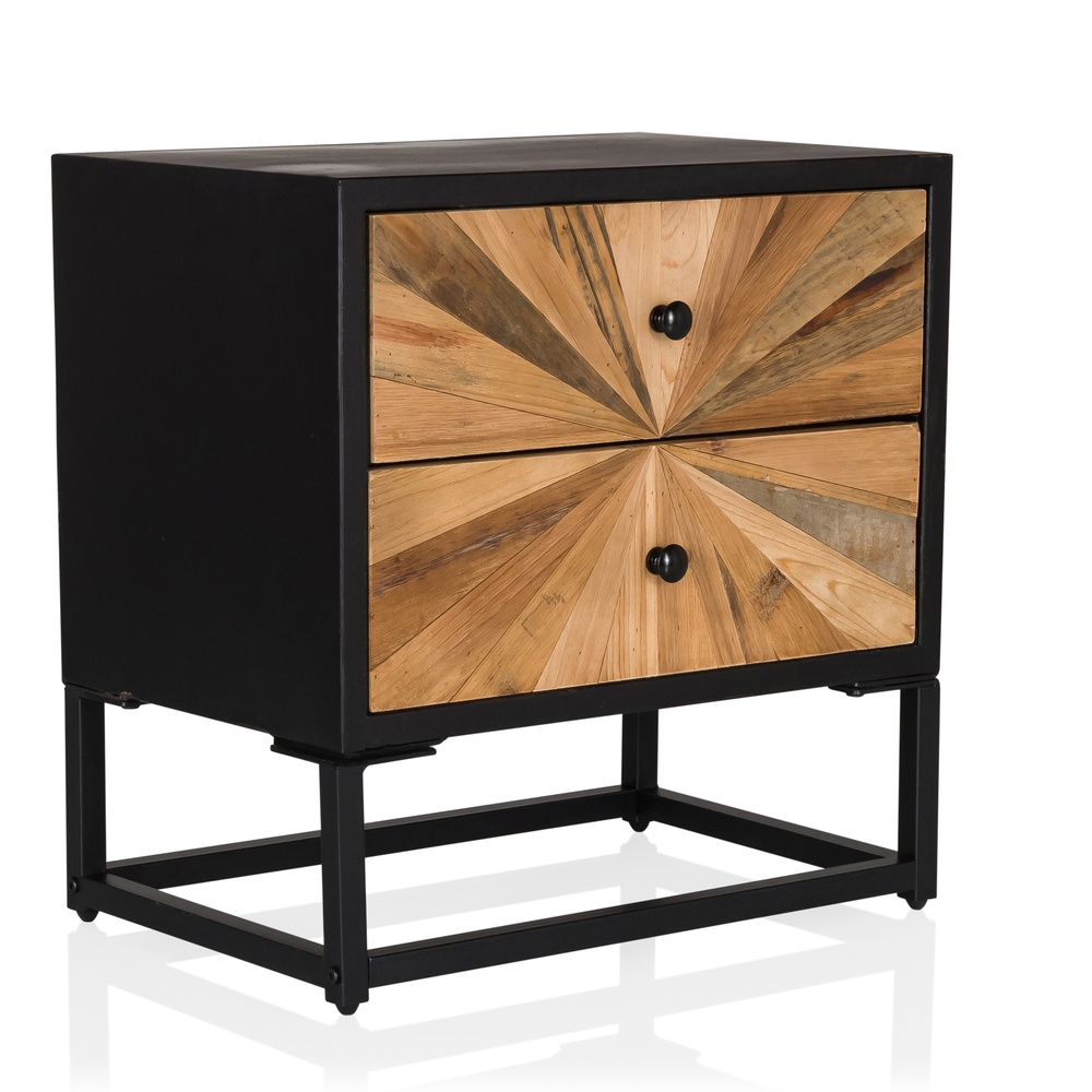 Beistelltisch / Nachttisch SANTJAGO BLACK SUN S 2 Schubladen Tanne massiv hjh LIVING Image