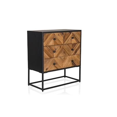 Kommode SANTJAGO BLACK SUN L 63x34x70,5 cm 3 Schubladen Tanne massiv hjh LIVING Image