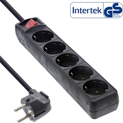 InLine® Steckdosenleiste, 5-fach Schutzkontakt, schwarz, 1,5m Image