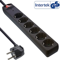 InLine® Steckdosenleiste, 6-fach Schutzkontakt, mit ÜSS, schwarz Image