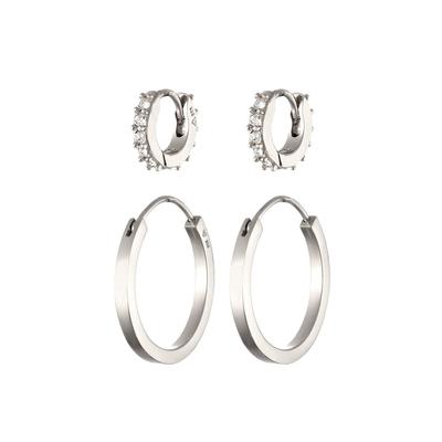 Elli - Creolen Set Glas Kristalle Weiß 925 Sterling Silber Ohrringe 1 ct Damen Image