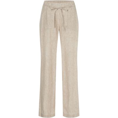 Leinenhose MAC "CHIARA BELT", Damen, Gr. 38, Länge 30, beige (almond beige melange), Obermaterial: 100% Leinen, meliert, casual, weit knöchellang, Hosen, Sommerhose Wide Fit, mit geradem, weitem Bein