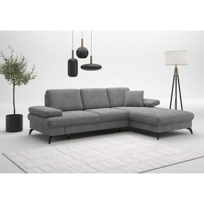 Ecksofa SIT & MORE "Morris Jubi", grau (dunkelgrau), B:247cm H:83cm T:171cm, 95% Polyester, 5% Polyamid, Sofas, wahlweise mit Bettfunktion,ink. Armteilverstellung und 1 Zierkissen Image