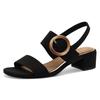 Sandalette MARCO TOZZI, Damen, Gr. 40, schwarz, Textil, elegant, Schuhe, Blockabsatz, Riemchensandale, Festtagsschuh mit großer Zierschnalle