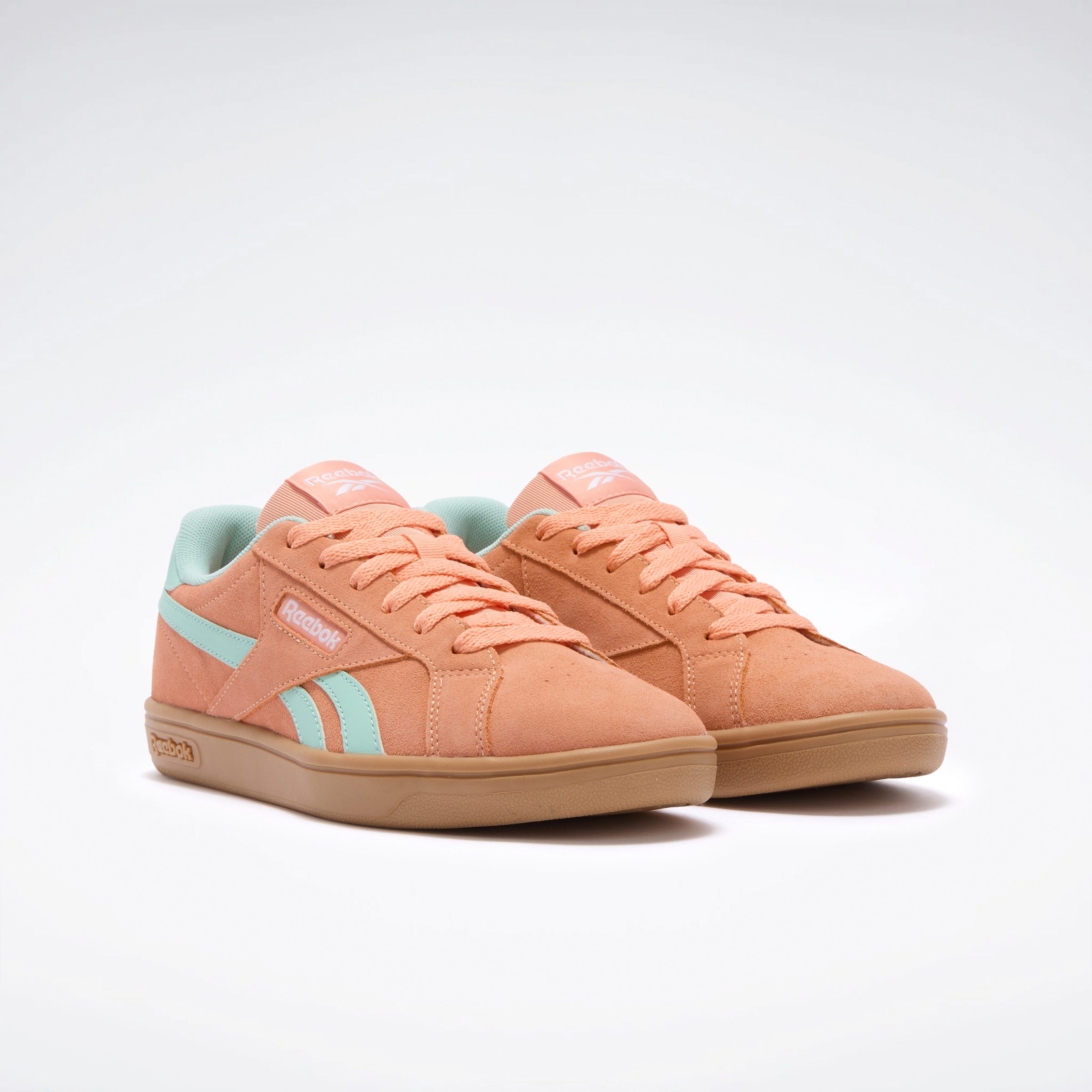 Sneaker REEBOK CLASSIC "REEBOK COURT RETRO", Damen, Gr. 40, orange (sunkissedorange, glitchaqua, gum), Synthetik, Textil, Schuhe Sneaker