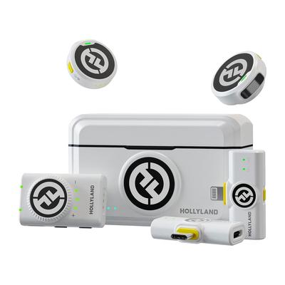 Hollyland LARK M2 DUO 2-Person Wireless Combo Microphone System (2.4 GHz, Ivory White) - Small