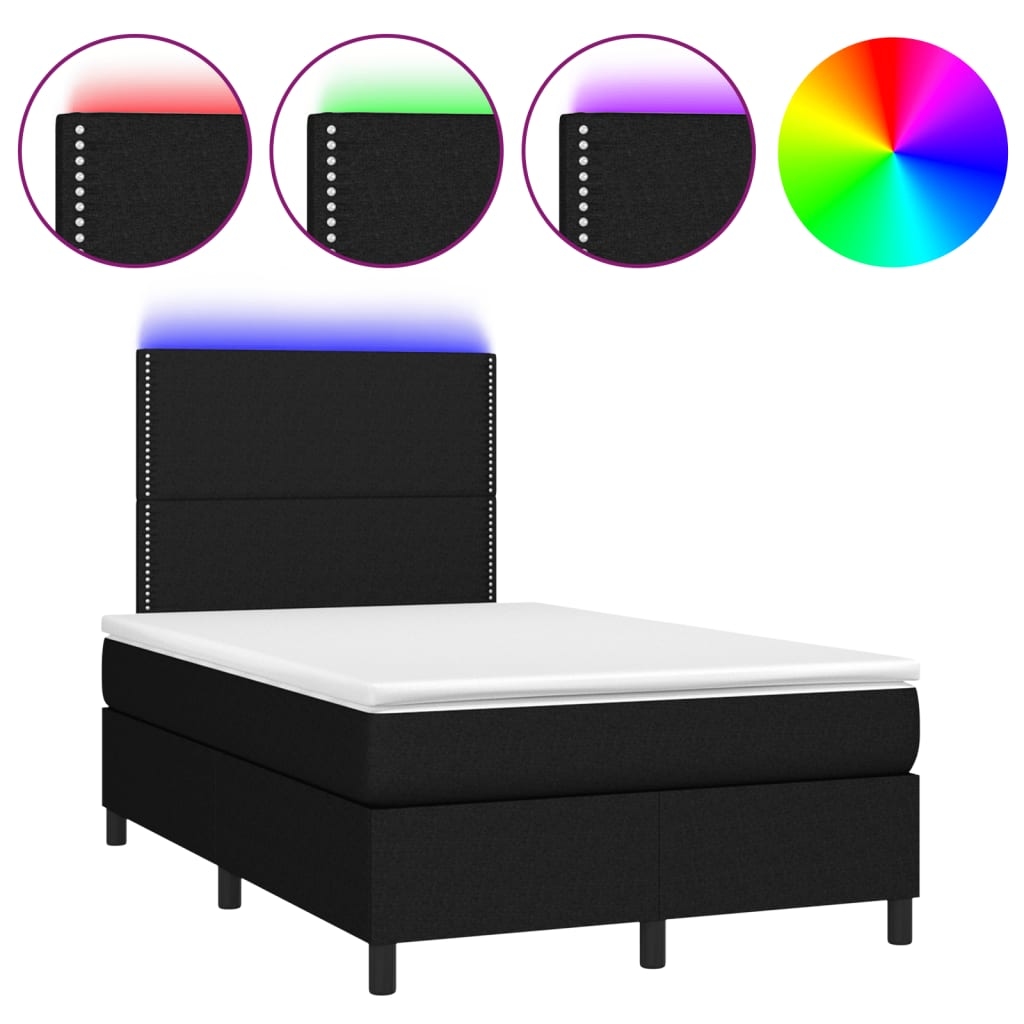 vidaXL Boxspringbett mit Matratze & LED Schwarz 120x190 cm Stoff Image