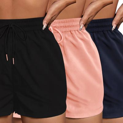 TEMU 3pcs Women's Non-stretch Shorts - Casual Summer Sportswear, Quick-dry Running Pants, Beach Shorts, Loose Fit With Pockets, , Casual Wear||quickdry Fabric Image