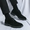 Klassische schwarze Herren-Brogues-Schuhe, große Größe 46, Wildleder, formelle Schuhe,