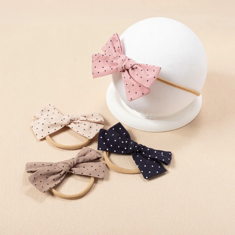 4 Teile/satz Dot Gedruckt Bowknot Stirnbänder Bögen Elastische Haarbänder für Baby Mode Elegante Haarband Set Kopfbedeckung Haar Zubehör Image