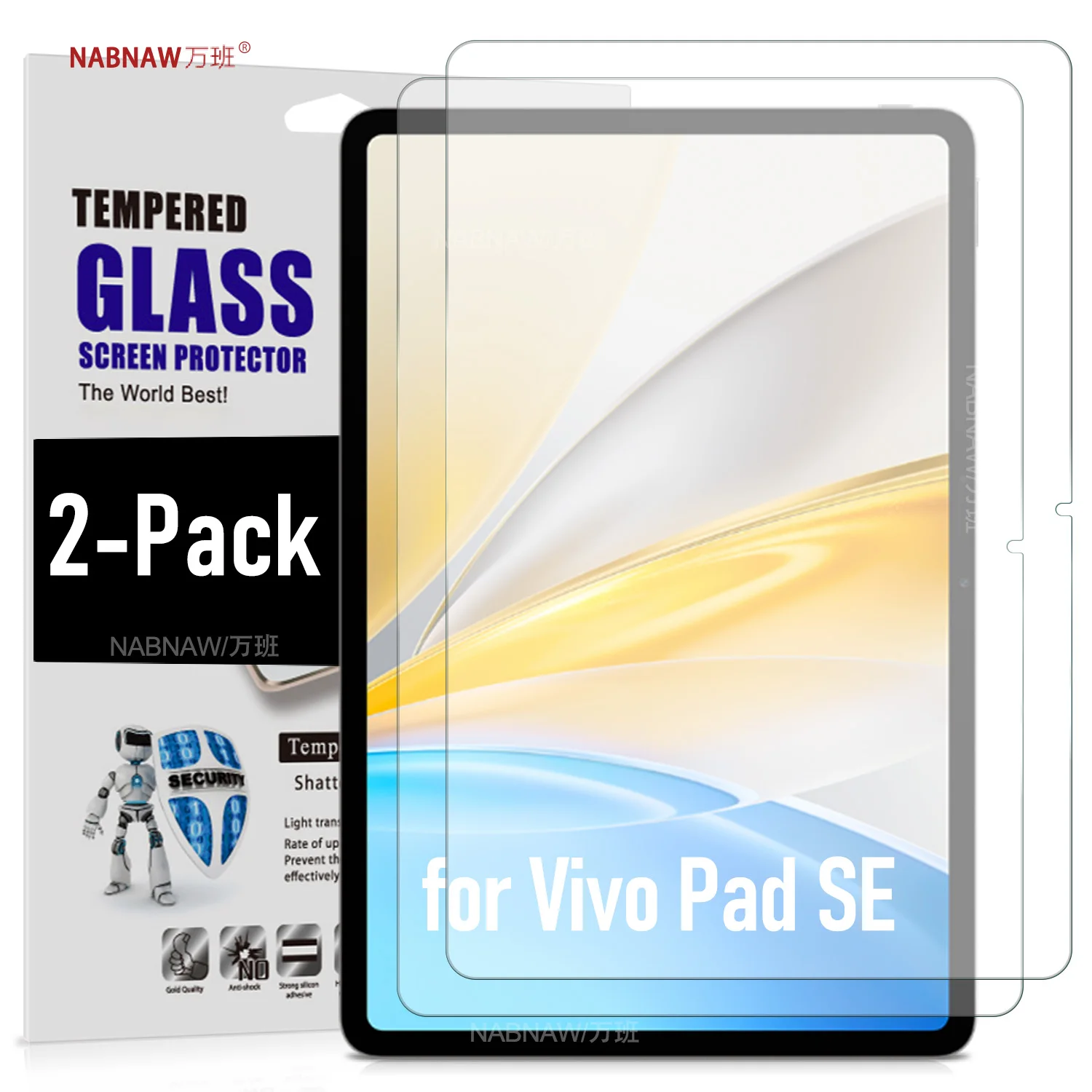 2-teiliger Full HD-Displayschutz aus gehärtetem Glas für VIVO Pad SE 12.3, kratzfeste Sicherheitsglas-Tablet-Schutzfolie Image