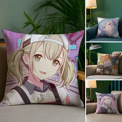 Projekt Sekai Anime Young Kissenbezug Anti-Dustmite-Kissenbezug Unsichtbarer Reißverschluss seidiger Image