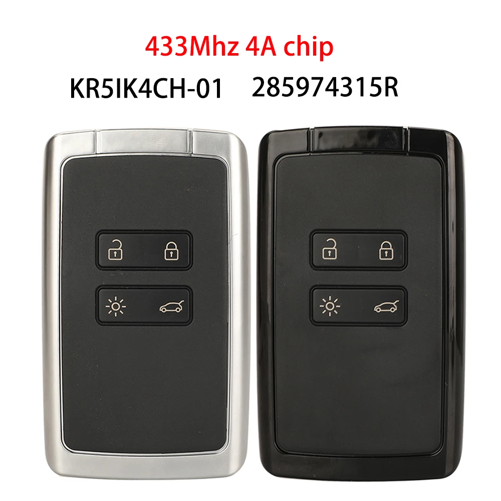 jingyuqin 285974315 R Smart Remote Autoschlüssel 4A 433 MHz Fob für Renault Captur Megane Clio Zoe Escpace Koleos Talisman KR5IK4CH-01 Image