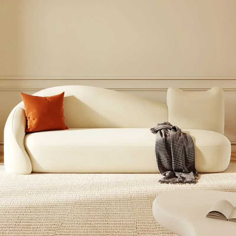 Minimalistische süße Wohnzimmersofas, weißer europäischer Sitzsack, 3-Sitzer-Sofa, ergonomisches, modernes Design, Muebles Hogar, Wohnmöbel Image