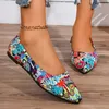 Damenschuhe Slipper Ballerinas spitzen Zehen barfuß Slip-On lässig flache Ferse bequeme zufällige Muster Frau Schuh Größe 43