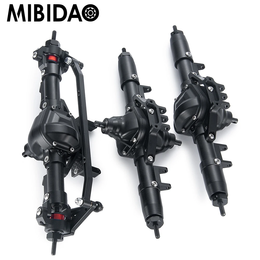 MIBIDAO Komplette CNC-Metalllegierung Vorder-/Mitte-/Hinterachse für Axial SCX10 1/10 RC Crawler Car Modell Upgrade Teile Zubehör Image