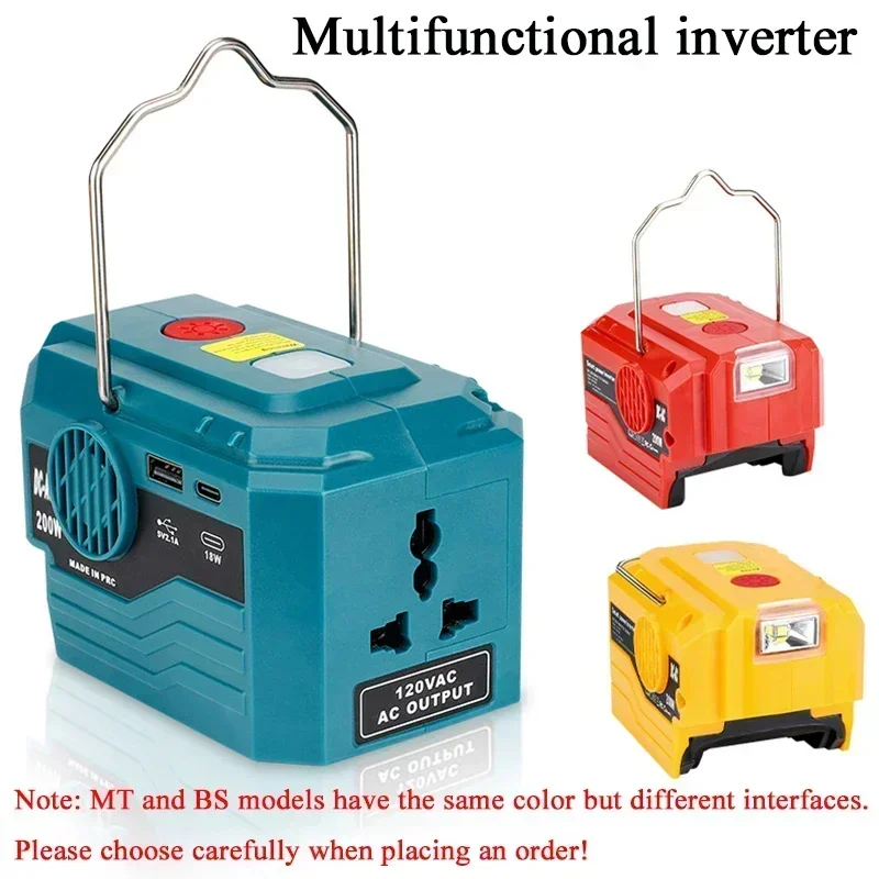 AC120V Ausgang Inverter Netzteil Adapter LED Licht Für Makita Für Dewalt Für Bosch Für Milwaukee Für Ryobi 18V Li-Ion batterie Image