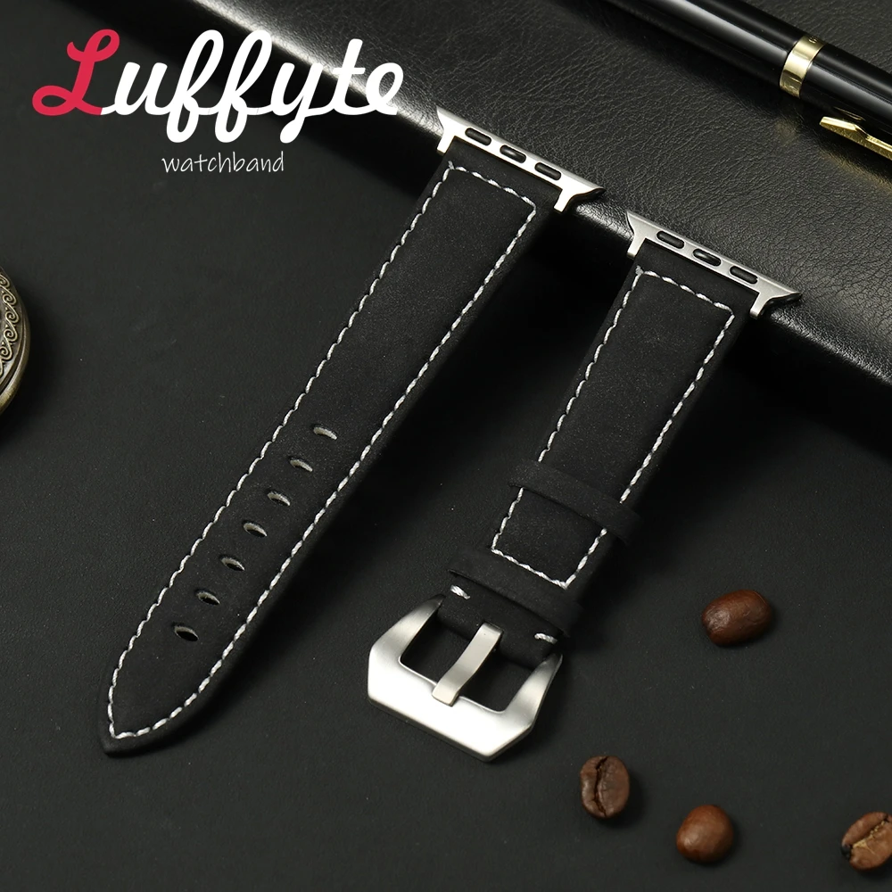 Mattiertes Retro-PU-Lederarmband für Apple Watch 38 40 41 42 44 45 46 49 mm, lässiges Armband für IWatch-Serie 1-10 Ultra SE 2 Image