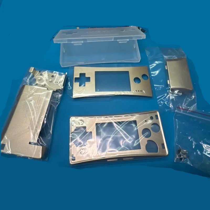 1 Satz Metall-Aluminiumgehäuse für Game Boy Micro-Konsolen, Ersatz-Vorder- und Rückgehäuse, komplett goldenes Set Image