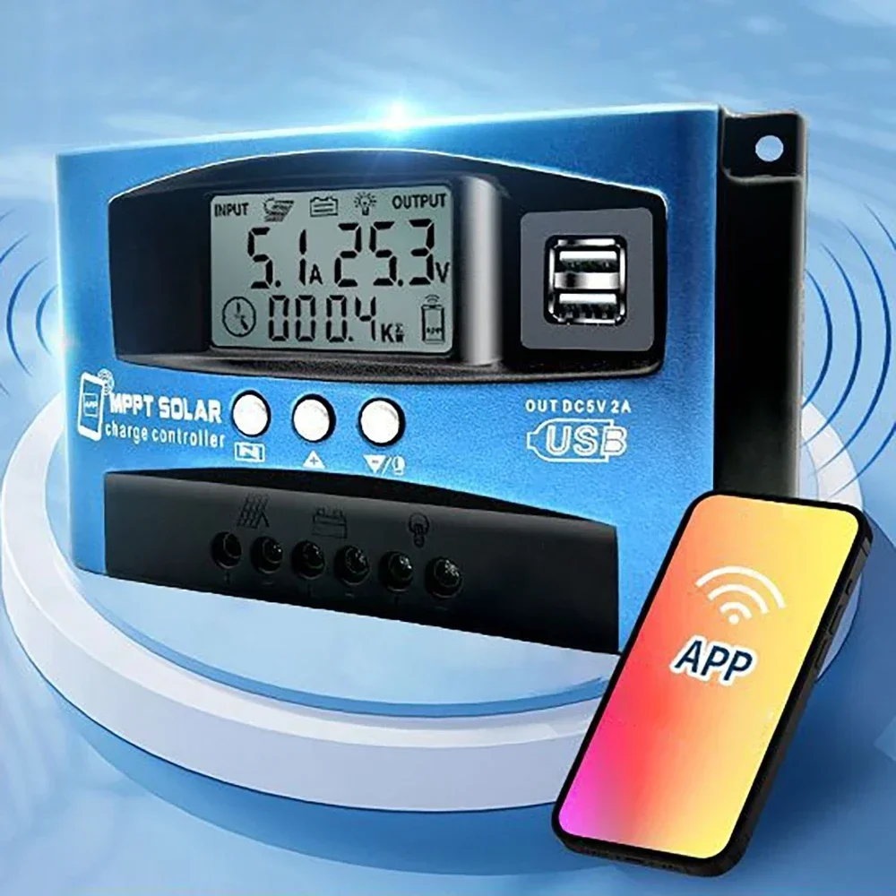 Bluetooth App Control MPPT Solar System Controller 100A 12V/24V/36V/48V/60V Solar Panel Lade Regler LCD Display Image