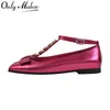 Only maker Frau Rose rot elegante Slip on Flats Mode täglich elegante Kristall flache Schuhe