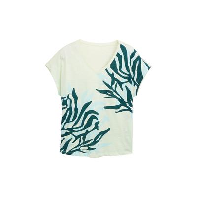 TOM TAILOR Damen Plus Size - T-Shirt mit Print, grün, Uni, Gr. 46 Image