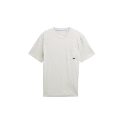 TOM TAILOR Herren T-Shirt mit Brusttasche, weiß, Meliert, Gr. XL Image