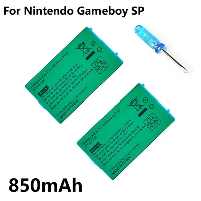 Rechargeable Lithium-ion Battery Pack with Screwdriver, 850mAh for Game Boy Advance for GBA SP 896C