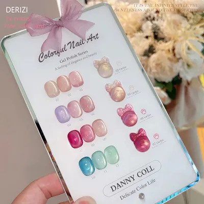NEW Spring 12pcs Golden Cat‘s Eye Magnetic Gel Nail Polish Set With Color Chart Cat Eye Soak Off UV