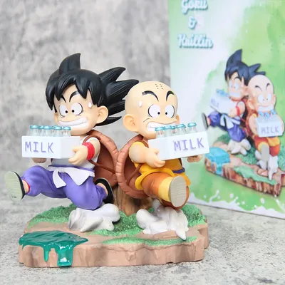 15cm Dragon Ball Anime Figure Krillin Son Goku Milk Delivery Model Anime Periphery CollectionOrnament Doll PVC Model Gifts Toys
