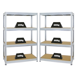 PROREGAL Mega Deal | 2x Schwerlastregal Dino | HxBxT 180x120x60 cm | Fachlast 600kg | Verzinkt | Stecksystem Lagerregal Regalsystem 2 Stk. Image