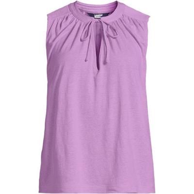 Linen Blend Notch Neck Swing Vest Top, Women, size: 20, regular, Purple, Linen, by Lands' End