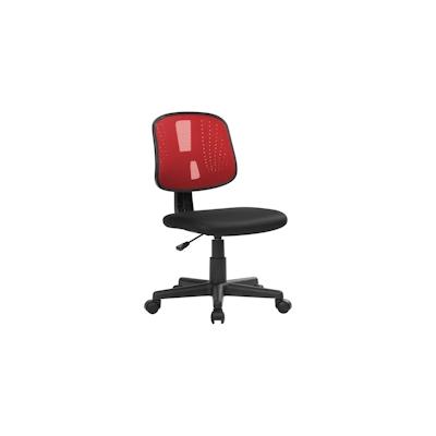 Dmora Bürostuhl Nowra, Arbeitsbürostuhl, Ergonomischer Bürositz, 49x43h81/93 cm, Schwarz und Rot Image