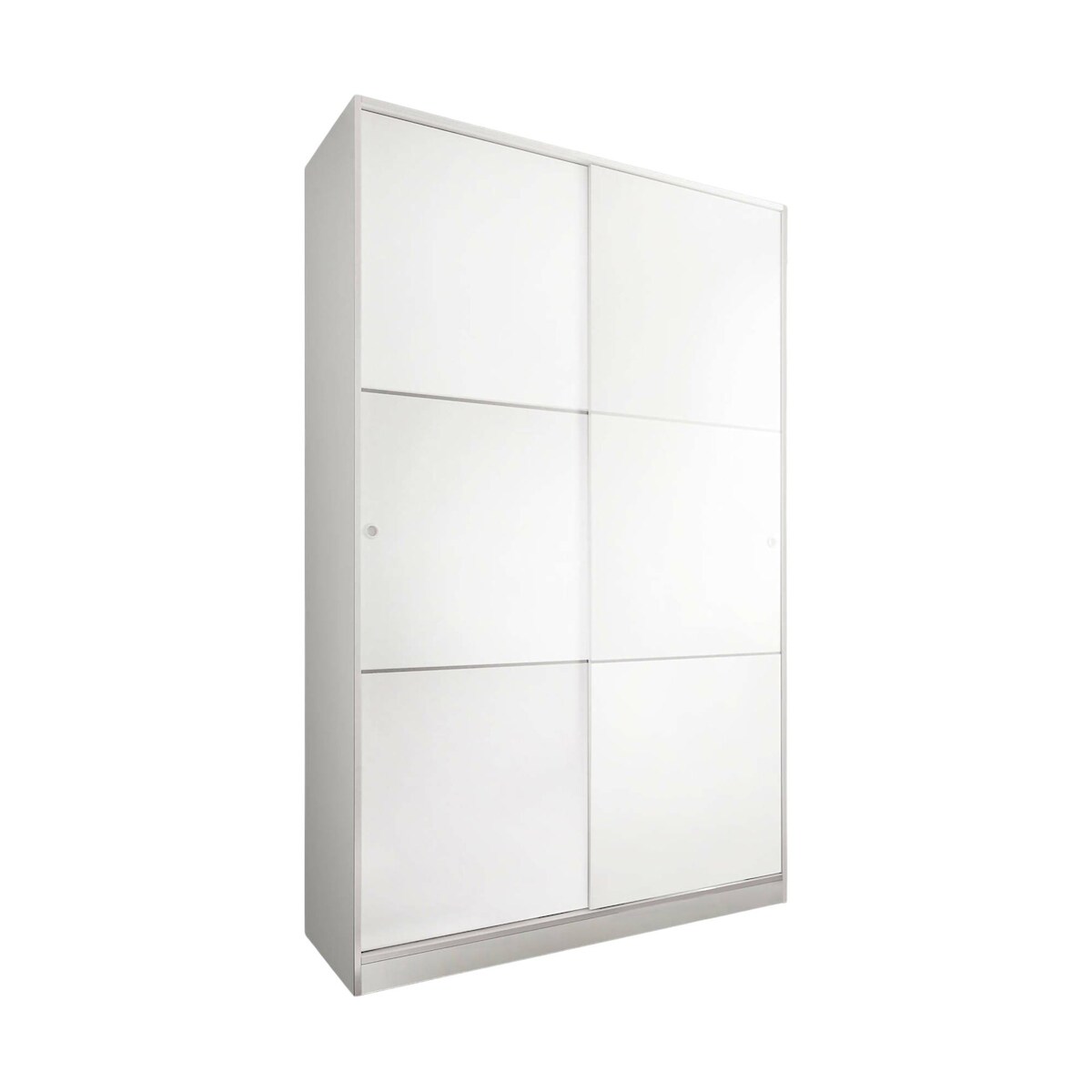 Dmora Garderobe Waterbury, Schlafzimmer Kleiderschrank mit 2 Schiebetüren, Schrank mit 4 Einlegeböden und Kleiderstange, 120x50h200 cm, Weiß Image