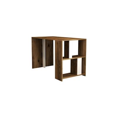 Dmora Schreibtisch Dpican, Mehrzweckschreibtisch, Bürotisch für PC, Eckschreibtisch, 120x60h75 cm, Walnuss und Weiß Image