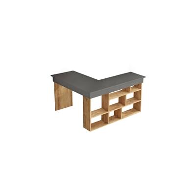 Dmora Schreibtisch Dfavasul, Mehrzweckschreibtisch, Bürotisch für PC, Eckschreibtisch, 129x120h72 cm, Eiche und Schwarz Image
