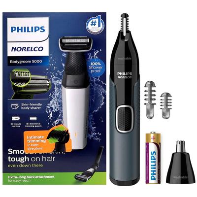 Philips Norelco Bodygroom Series 5000 Rechargeable Trimmer BG5025/40 + Philips Norelco Nose Trimmer 3000 NT3600/62