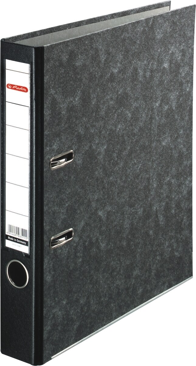 herlitz Ordner A4 maX.file nature pocket Wolkenmarmor 50mm schwarz Packung mit 10 Stück Image