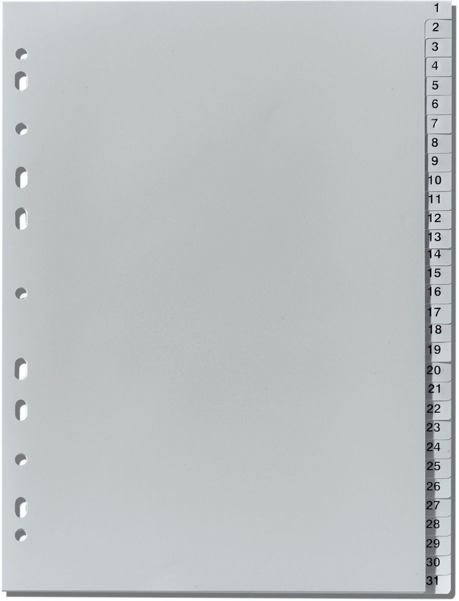 herlitz Register A4 1-31 Kunststoff PP grau Packung mit 25 Stück Image