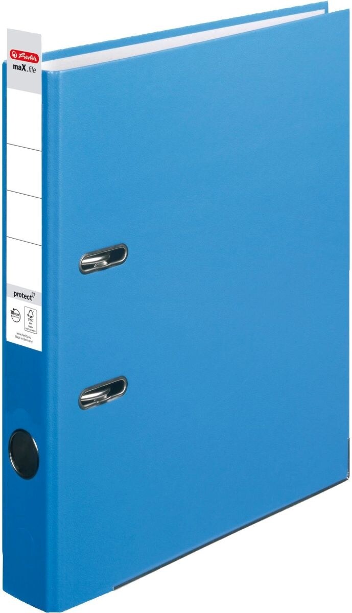 herlitz Ordner protect Kunststoff (PP) A4 5cm aqua maX.file Packung mit 25 Stück Image