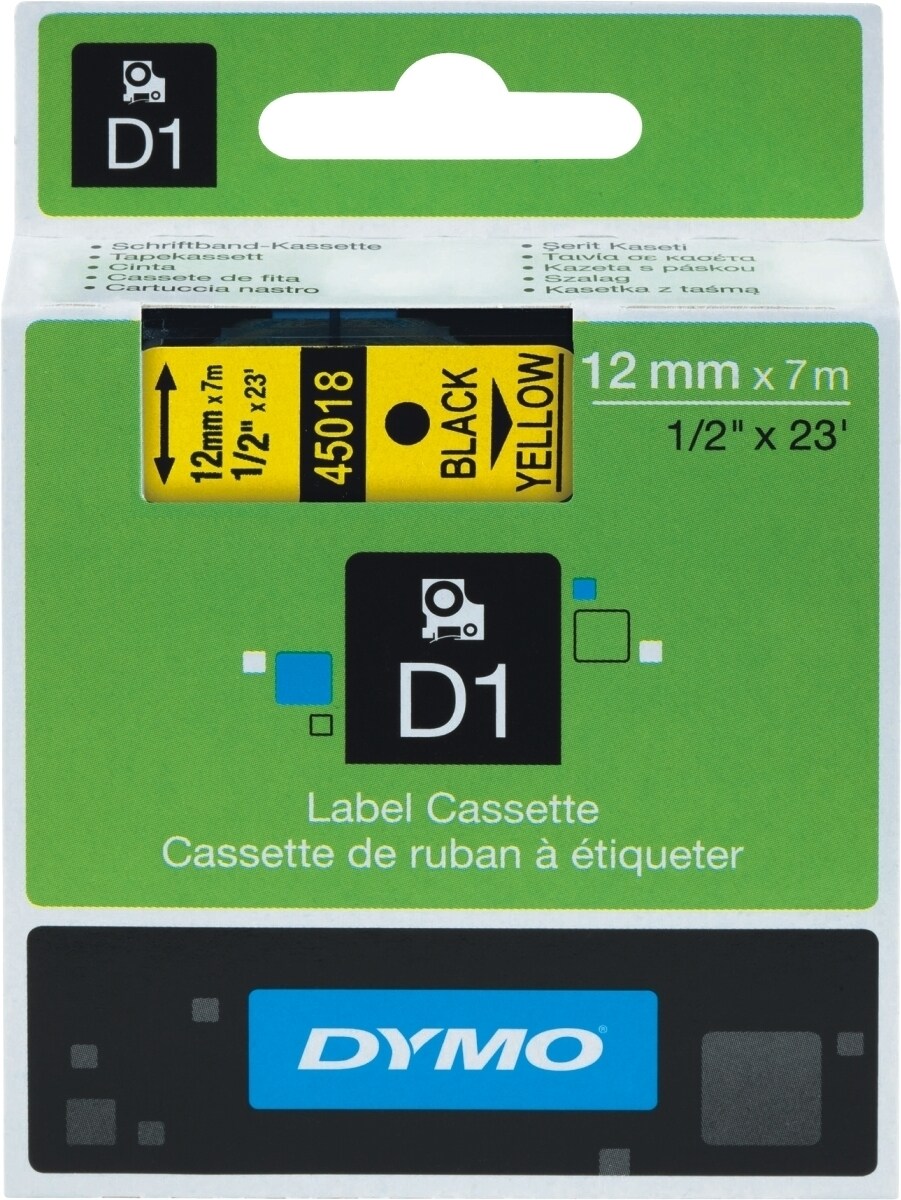 Etikettenband Dymo D1 12mm/7m schwarz/gelb Packung mit 5 Stück Image