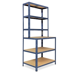 shelfplaza HOME 190x100x60 cm Werkbank Regal in blau mit 6 Böden und 145 kg Traglast pro Boden Image