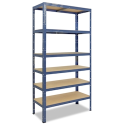 shelfplaza HOME 230x90x60 cm Schwerlastregal in blau mit 6 Böden und 145 kg Traglast pro Boden Image
