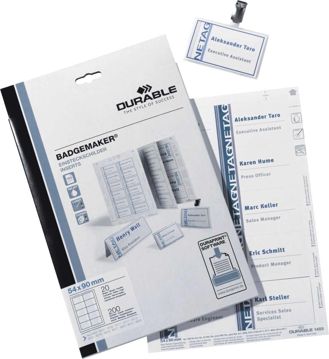 Durable Einsteckschilder 54x90mm 20 Bogen VE=10x200 Schilder Image